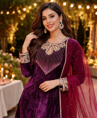 Designer Suit in Crush Velvet