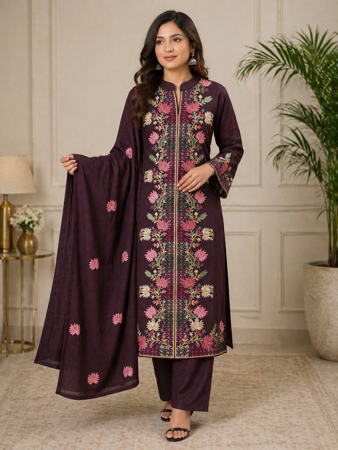 Woolen Suit with Shawl