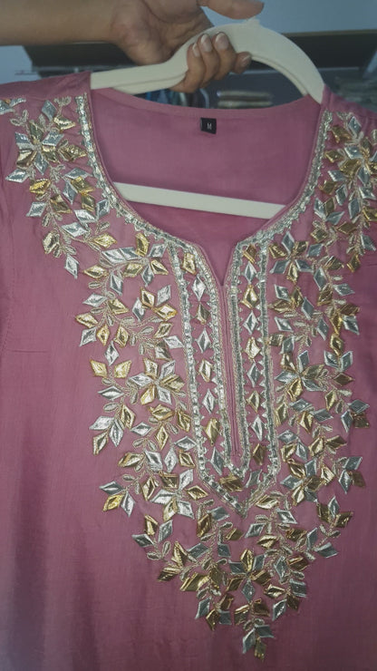 Peach colour Gota Patti Suit