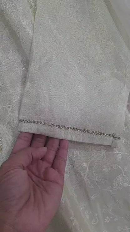 Self print Jacard fabric white suit