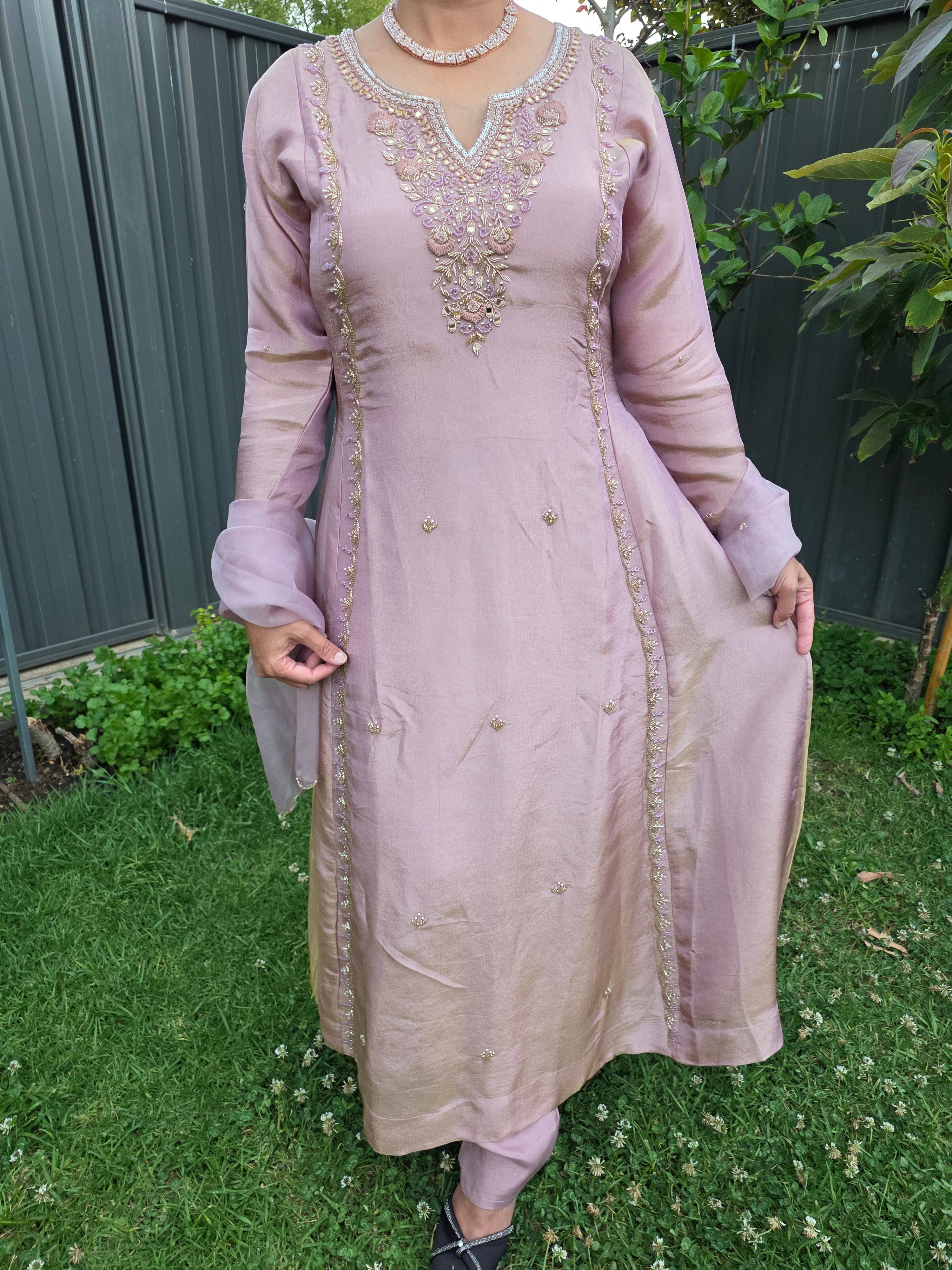 Onion Color Long Anarkali