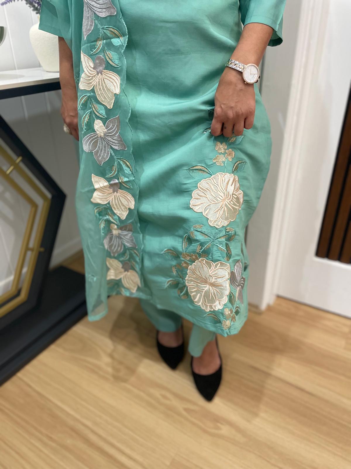 Roman Silk with Cutwork at Dupatta