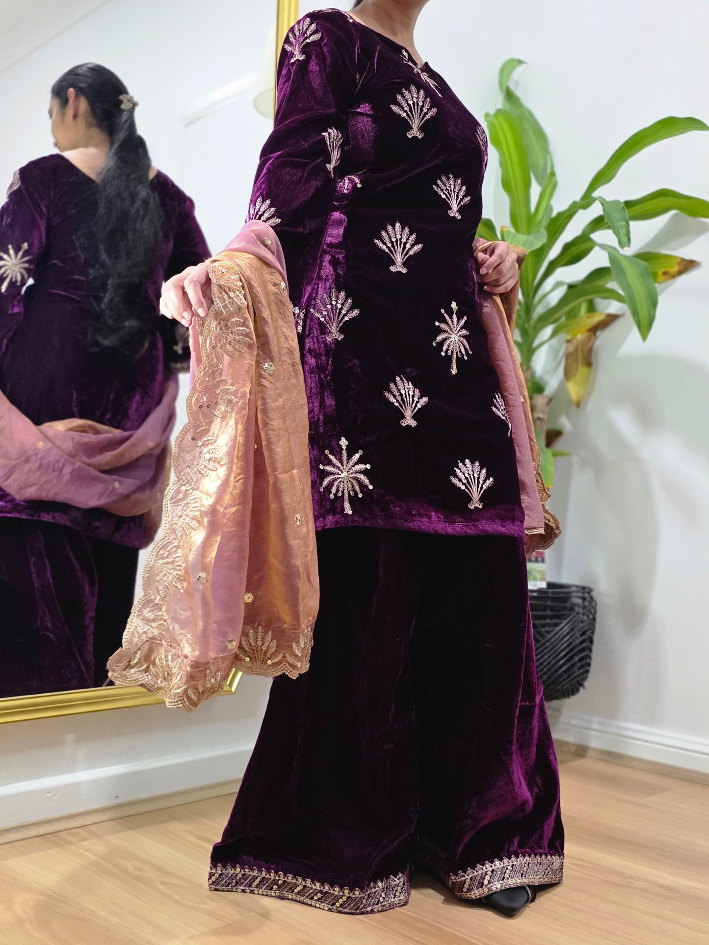 Wine colour Velvet suit