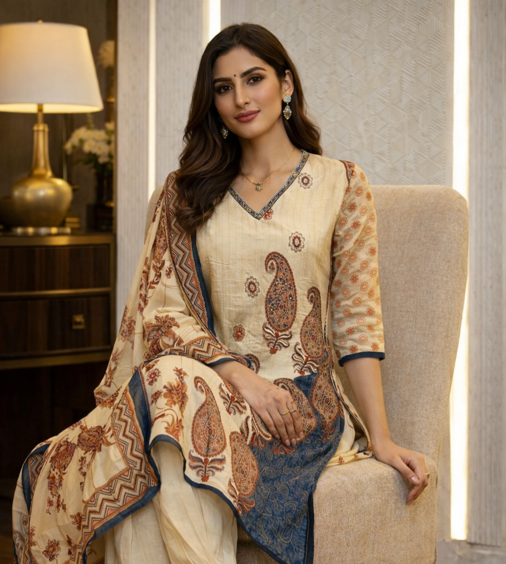 Organza Silk based Suit with Designer Cut Dana Handwork